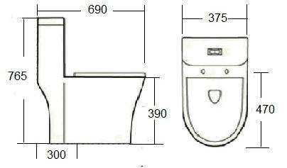 Toilette d'une seule pièce standard de cupc affleurant supérieur en céramique moderne