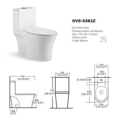 Toilette ovale extérieure vitrée d'une seule pièce en céramique du nettoyage d'individu de toilette 1,6 Gpf