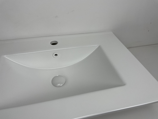 Bord plat machiné élégant de vanité de dessus d'évier en céramique de salle de bains