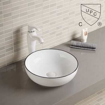 Lavabo rond blanc d'articles de plan de travail de salle de bains de navire sanitaire d'évier