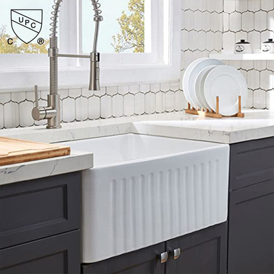 Moderne rectangulaire blanc de Front Farmhouse Bathroom Sink 75cm de tablier d'Undermount