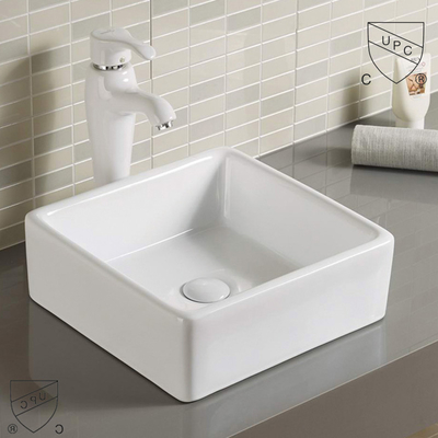 Bassin de main blanc de porcelaine d'évier de petit de décalque lavage carré de salle de bains