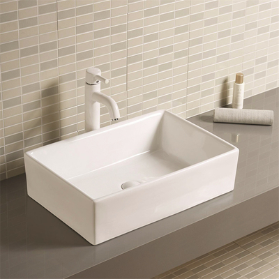 Salle de bains lisse de plan de travail descendre la conception rectangulaire de lavabo de céramique exquise et forte