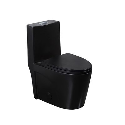 Toilette ovale en un seul morceau de Double-flux avec Trapway bordé 680mm noirs blancs
