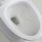 Toilettes ovales au plancher de salle de bains avec les lignes propres et le profil bas