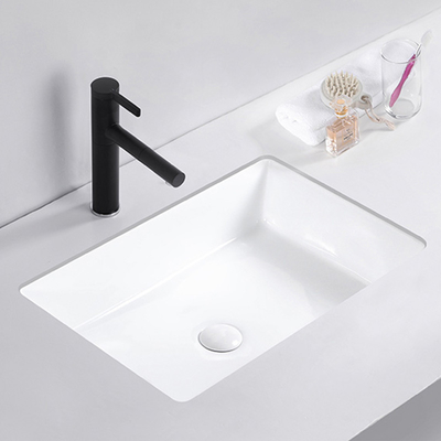 Moderne sous l'évier rectangulaire de lavabo de main d'installation de bâti