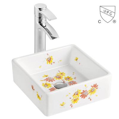 Bassin de main blanc de porcelaine d'évier de petit de décalque lavage carré de salle de bains