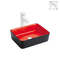 Lavabo rouge de Tableau de dessus d'évier de service commercial de salle de bains et noir en céramique
