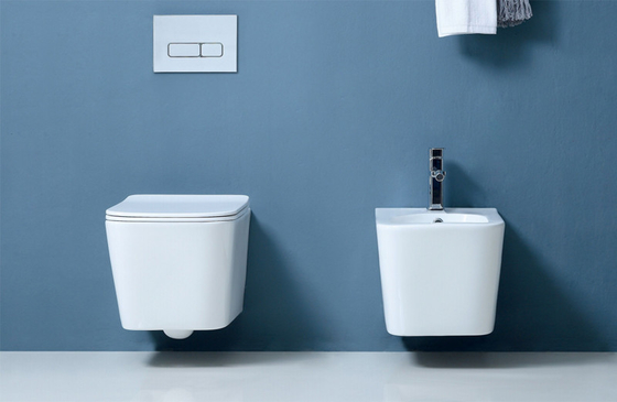 De nouveau au mur d'une seule pièce Hung Toilet Tankless Black Square de cuvette des toilettes de mur