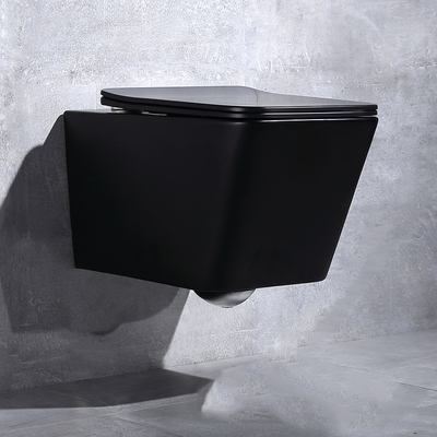 De nouveau au mur d'une seule pièce Hung Toilet Tankless Black Square de cuvette des toilettes de mur