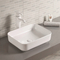 La salle de bains lisse solide de plan de travail descendent facile en céramique maintiennent le lavabo rectangulaire
